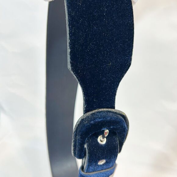 Banana Republic Deep Blue Velvet Wide Width Belt 43.5" Whimsigoth Renaissance - Picture 4 of 13
